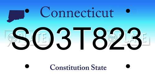 SO3T823 Connecticut License Plate