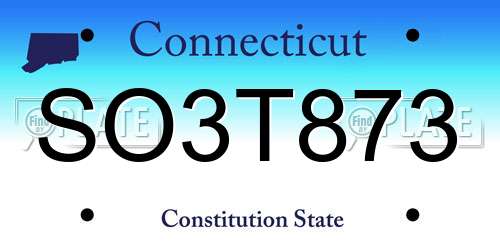 SO3T873 Connecticut License Plate