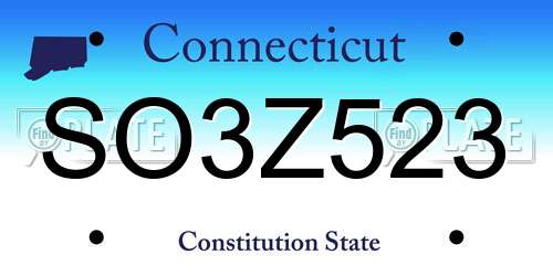 SO3Z523 Connecticut License Plate