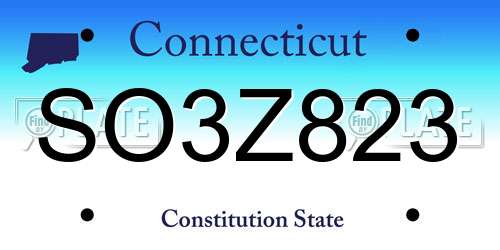 SO3Z823 Connecticut License Plate