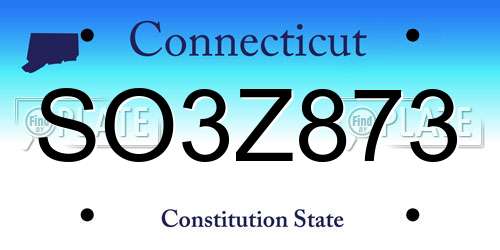 SO3Z873 Connecticut License Plate
