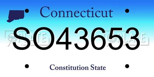 SO43653 Connecticut License Plate