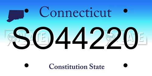 SO44220 Connecticut License Plate