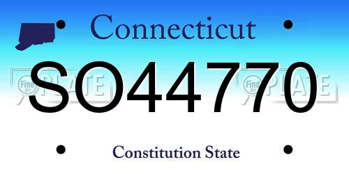 SO44770 Connecticut License Plate