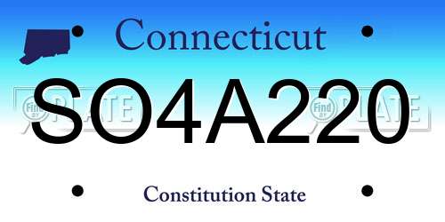 SO4A220 Connecticut License Plate