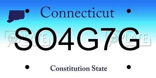 SO4G7G Connecticut License Plate