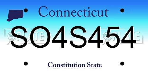 SO4S454 Connecticut License Plate