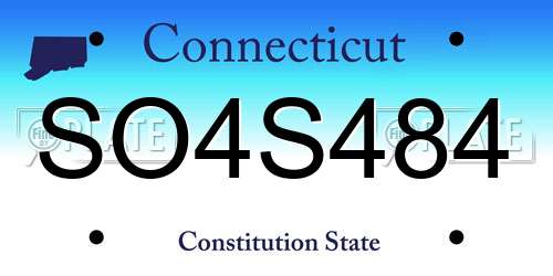 SO4S484 Connecticut License Plate