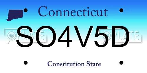 SO4V5D Connecticut License Plate