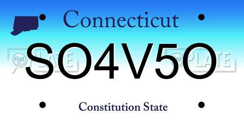 SO4V5O Connecticut License Plate