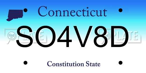 SO4V8D Connecticut License Plate