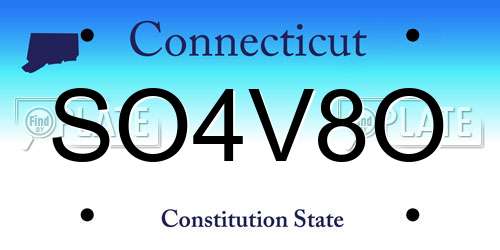 SO4V8O Connecticut License Plate