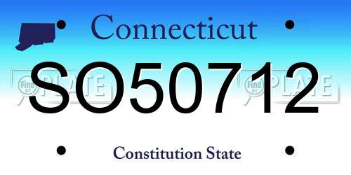 SO50712 Connecticut License Plate