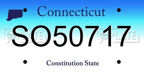 SO50717 Connecticut License Plate