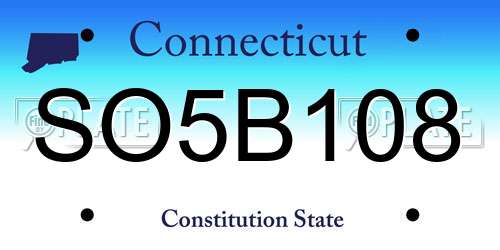 SO5B108 Connecticut License Plate