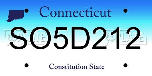 SO5D212 Connecticut License Plate