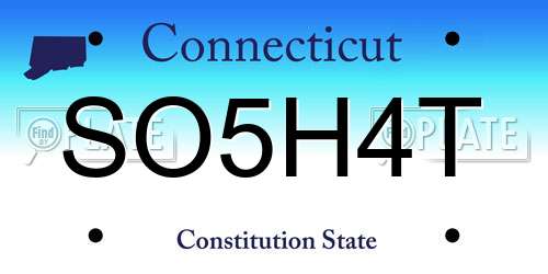 SO5H4T Connecticut License Plate