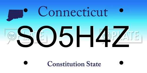 SO5H4Z Connecticut License Plate