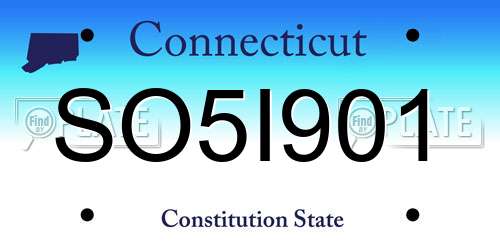 SO5I901 Connecticut License Plate