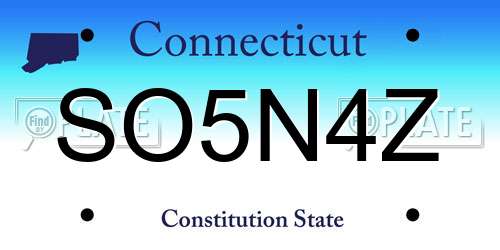 SO5N4Z Connecticut License Plate