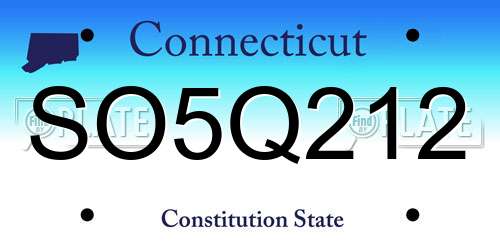 SO5Q212 Connecticut License Plate
