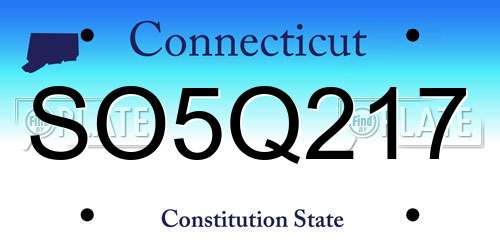SO5Q217 Connecticut License Plate