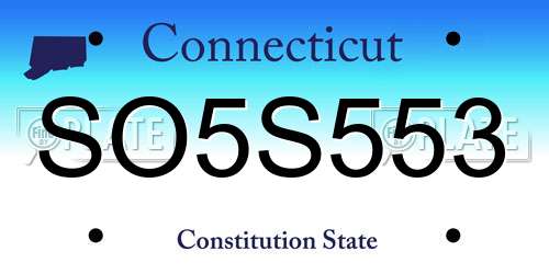 SO5S553 Connecticut License Plate