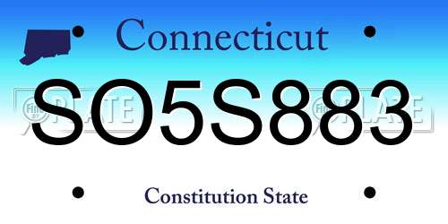 SO5S883 Connecticut License Plate