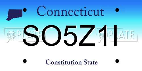 SO5Z1I Connecticut License Plate