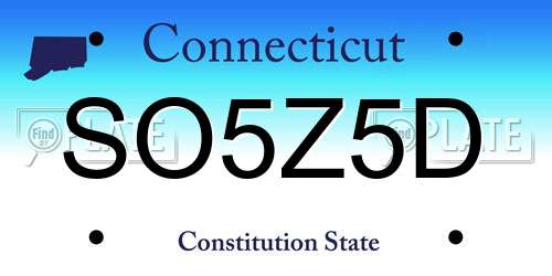 SO5Z5D Connecticut License Plate