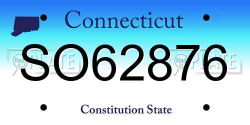 SO62876 Connecticut License Plate