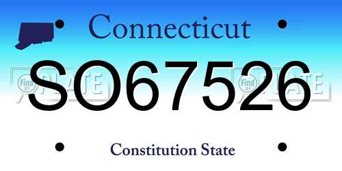 SO67526 Connecticut License Plate
