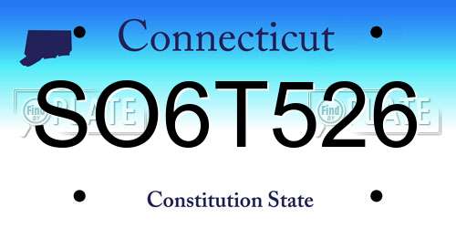SO6T526 Connecticut License Plate