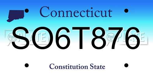 SO6T876 Connecticut License Plate