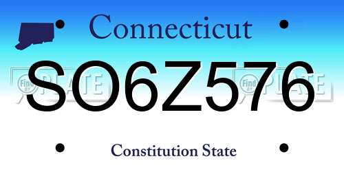 SO6Z576 Connecticut License Plate