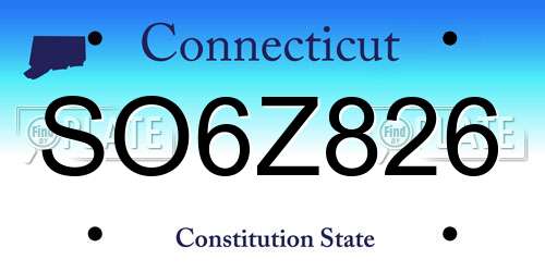 SO6Z826 Connecticut License Plate