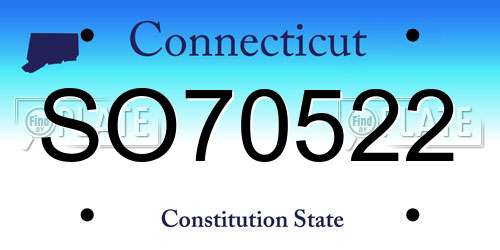 SO70522 Connecticut License Plate