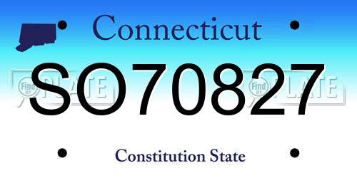 SO70827 Connecticut License Plate