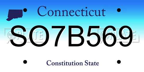 SO7B569 Connecticut License Plate