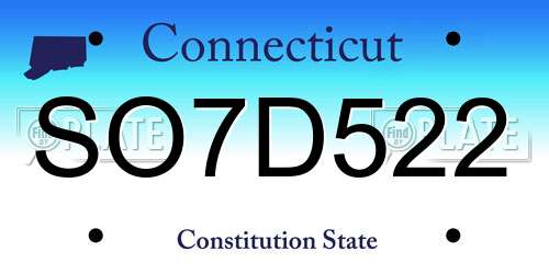SO7D522 Connecticut License Plate