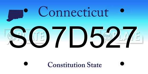 SO7D527 Connecticut License Plate