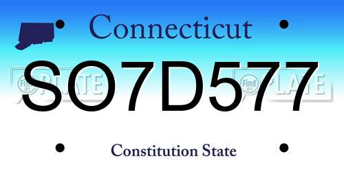 SO7D577 Connecticut License Plate