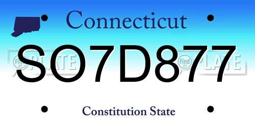 SO7D877 Connecticut License Plate