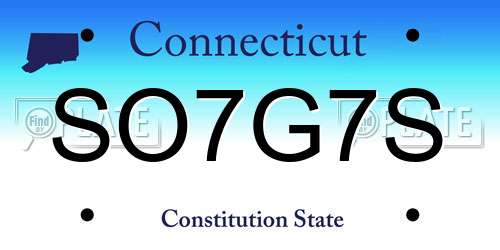 SO7G7S Connecticut License Plate