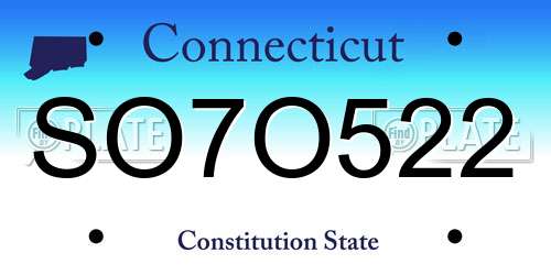 SO7O522 Connecticut License Plate