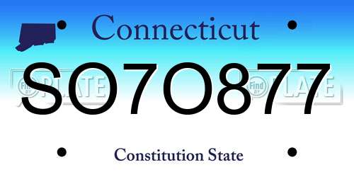 SO7O877 Connecticut License Plate