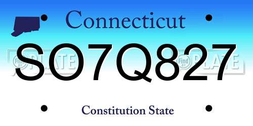 SO7Q827 Connecticut License Plate