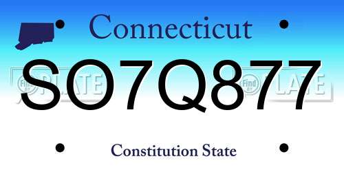 SO7Q877 Connecticut License Plate