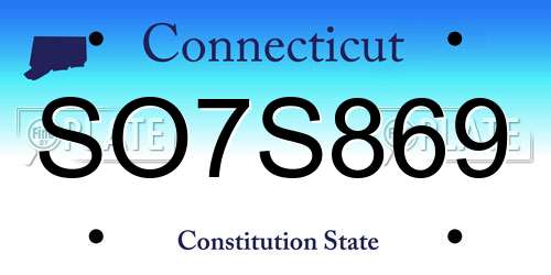 SO7S869 Connecticut License Plate