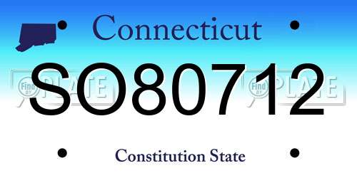 SO80712 Connecticut License Plate